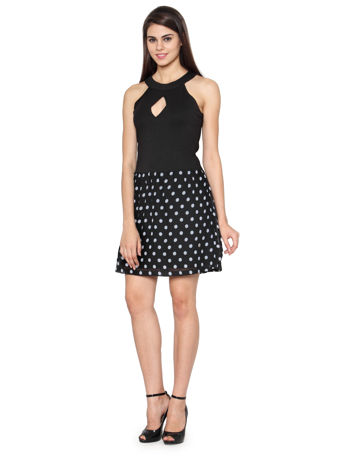 POLKA DOTS CHOKER MINI DRESS